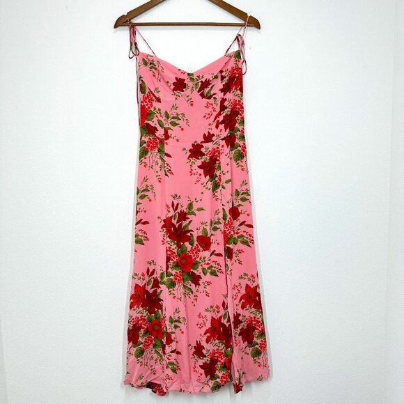 Reformation Dresses & Skirts - Reformation Size 10 Dress Pink Red Floral Romantic Wedding Guest Spaghetti Strap